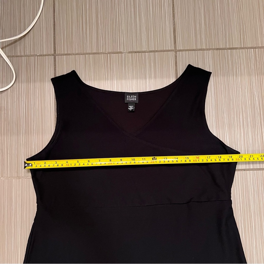 Eileen Fisher Stretch Jersey Knit Tank Dress black v neck wrap design - Picture 11 of 14